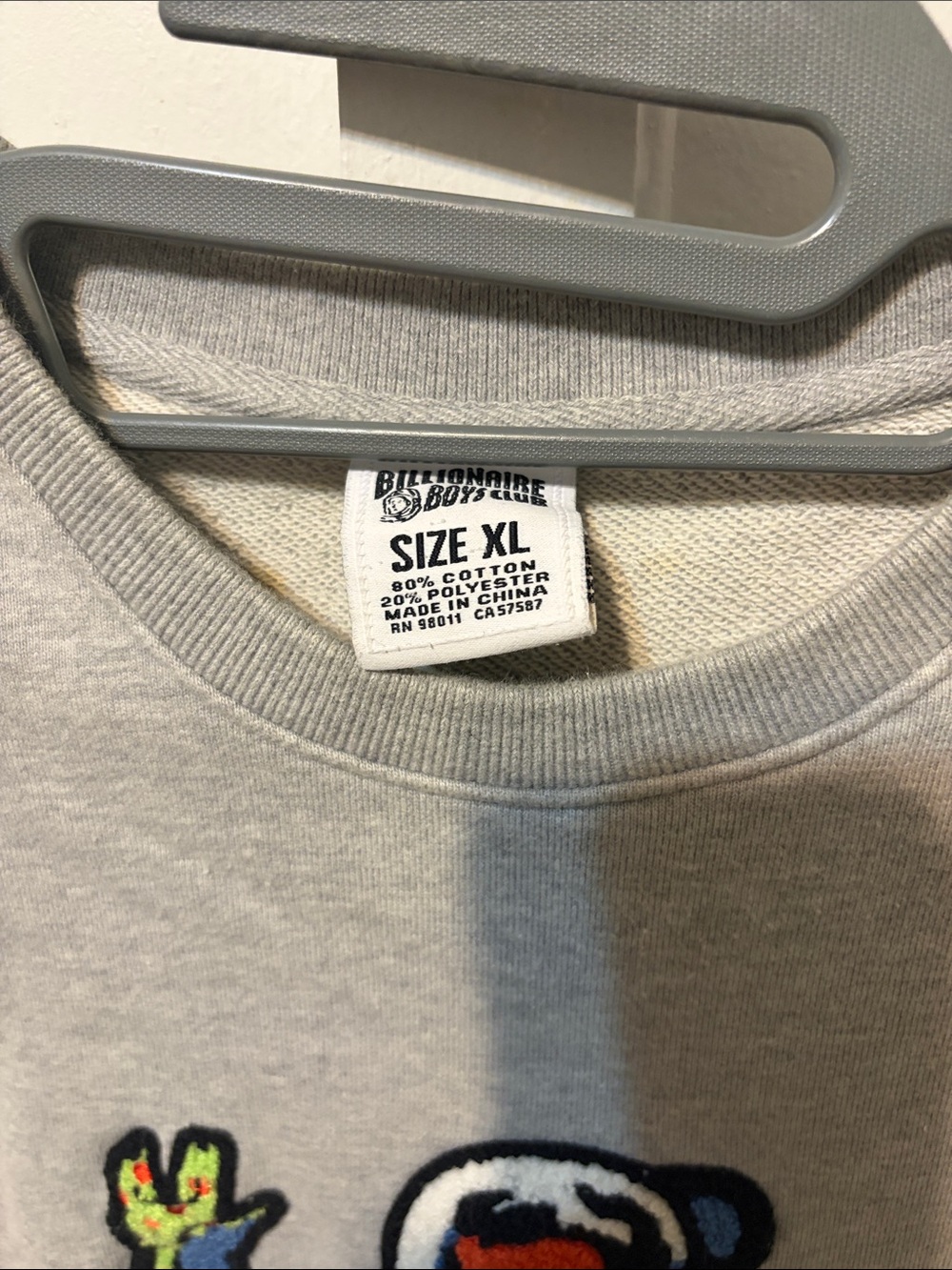 Billionaire Boys Club Grey Sweatshirt with Multicolor Astronaut Patch - Picture 5 of 8